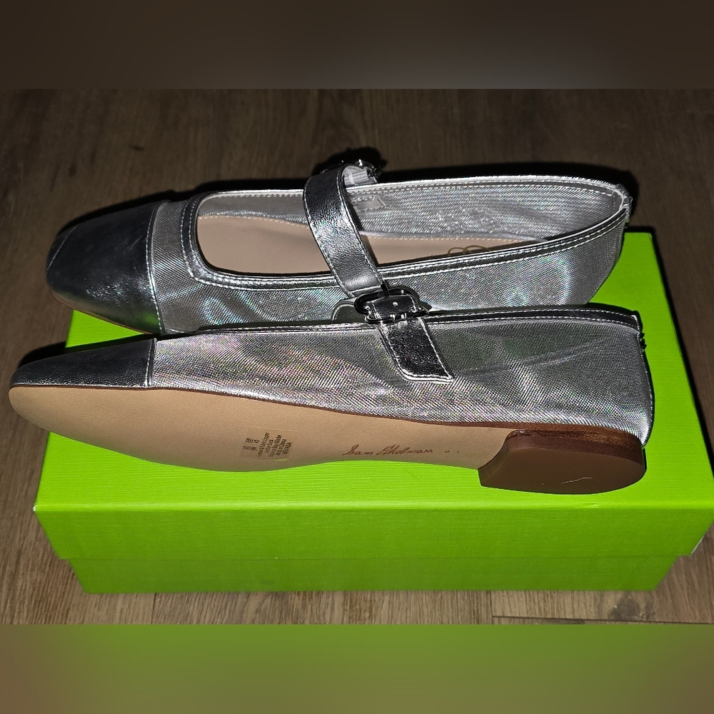 Sam Edelman Miranda Silver Mesh Mary Jane Flats – Size 9 – NIB - Picture 3 of 11